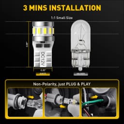 AUXITO 2Pcs W5W T10 LED Light Bulbs Canbus Error Free 18SMD 3014 Chip Ultra Bright Auto Lamp Interior Lighting 12V White