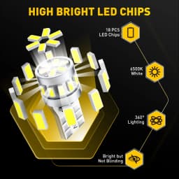 AUXITO 2Pcs W5W T10 LED Light Bulbs Canbus Error Free 18SMD 3014 Chip Ultra Bright Auto Lamp Interior Lighting 12V White