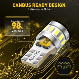 AUXITO 2Pcs W5W T10 LED Light Bulbs Canbus Error Free 18SMD 3014 Chip Ultra Bright Auto Lamp Interior Lighting 12V White