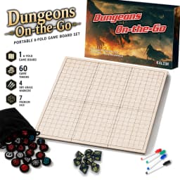 Deluxe Portable RPG Adventure Game Kit, 6-Fold Double-Sided Battle Map Board, 60pcs Premium Tokens, Polyhedral Dice Set & Dry Erase Markers for Tabletop Role Playing Games, Perfect Gift for TTRPG, Dnd Pathfinder Player