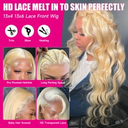 250% 300% High Density Bone Straight 13x4 13x6 HD Transparent Lace Front Human Hair Wigs For Women 613 Honey Blonde 360 Full Lace Wig Pre Plucked With Baby Hair