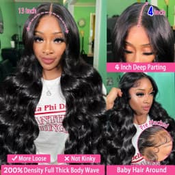 200 Density Body Wave 13x4 HD Transparent Lace Front Human Hair Wigs For Women 13x4 Lace Frontal Brazilian Wigs Pre Plucked with Natural Hairline