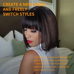 Highlight Blonde Short BOB 2X1 Lace Human Hair Wig Brazilian 1b/30 Straight Bob Bone With Bangs For Women Pre Plucked Natural Hairline Wig 180% Density 12Inch