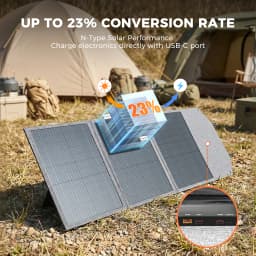 CTOLITY 110W Portable Solar Panel 23% High Efficiency ETFE Foldable Solar Panel Charger with PD Box-Type-C,XT60 Output,QC3.0 Dual USB, MC4 Adapter Cable for Jackery Bluetti Ecoflow Power Stations