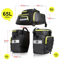 Rhinowalk Bike Pannier Bag Big Capacity Trunk Bag 3 in 1 Road Bicycle Cycling Double Side Rear Rack Seat Storage Bag For MTB