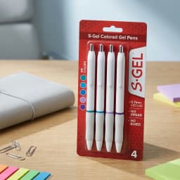 4 Pack 0.7mm Medium Point Gel Pens, Assorted Bright Vivid Ink Colors, No Smear No Bleed Smooth Writing, Contoured Rubber Grip, Sleek Pearl‑White Body, Office & Art Stationery