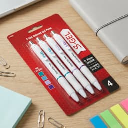 4 Pack 0.7mm Medium Point Gel Pens, Assorted Bright Vivid Ink Colors, No Smear No Bleed Smooth Writing, Contoured Rubber Grip, Sleek Pearl‑White Body, Office & Art Stationery
