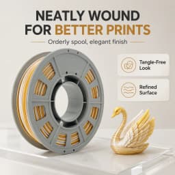 Dual-Color Co-Extruded PLA 3D Printer Filament, 1.75mm, 300g Spool, Yellow and White Silk Shine FDM Printing Material