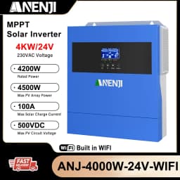 4KW 24V Solar Inverter Hybrid  Pure Sine Wave MPPT 100A Work Without Battery For PV 60-500VDC With WIFI ﻿