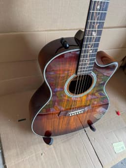 Shipped from USA Warehouse, K‑24 Koa Burst Cutaway Acoustic‑Electric Guitar, EQ Preamp Pickup, 6‑String Folk Guitar, Wood Guitar for Professional Stage Performance, Hot‑selling Musical Instrument, Premium Gift Option, Free Shipping