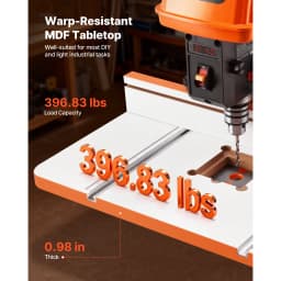 SucceBuy Drill Press Table 24x12Inch Adjustable Fence Stop Block T-Slots MDF Tabletop Built-In Scale Fits Clamps Vises For Drill