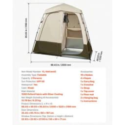 Camping Shower Tent 2 Room Foldable Privacy Tent with Carry Bag Ground Stakes Ropes and Crossbar 150D Oxford Silver Coating Portable Dressing Room for Camping Beach Fishing Outdoor Changing Toilet