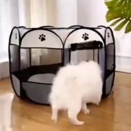 Foldable Pet Playpen with Zipper Door & Mesh Panels, Portable Indoor/Outdoor Kennel for Cats, Dogs
