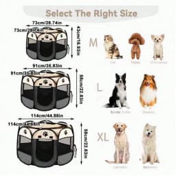 Foldable Pet Playpen with Zipper Door & Mesh Panels, Portable Indoor/Outdoor Kennel for Cats, Dogs