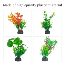 4PCS 4 Inches Tall Seaweed Grass Artificial Aquarium Plants for Freshwater and Saltwater Tanks, Plastic, Green Orange, Realisti