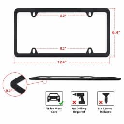 2 Pcs Stainless Steel Metal US-Spec Car License Plate Frame Tag Cover Screws and Wrench US Size High Quality Waterproof Anti-corrosion Plate