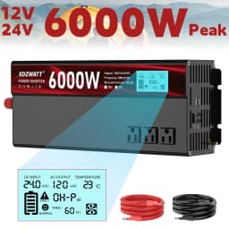 3000W Power Inverter,Peak Power 6000W 12V DC to AC 110V120V,with 3 AC Outlets and 3.4 A USB Port,LED Display for Power Converter,Outdoor Activities,Emergency,Vehicles Truck RV Solar System