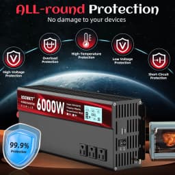 3000W Power Inverter,Peak Power 6000W 12V DC to AC 110V120V,with 3 AC Outlets and 3.4 A USB Port,LED Display for Power Converter,Outdoor Activities,Emergency,Vehicles Truck RV Solar System