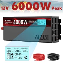 3000W Power Inverter,Peak Power 6000W 12V DC to AC 110V120V,with 3 AC Outlets and 3.4 A USB Port,LED Display for Power Converter,Outdoor Activities,Emergency,Vehicles Truck RV Solar System