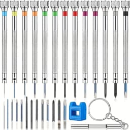 1Set 0.6-2.0mm High Hardness Steel Precision Screwdriver Set, Micro Cross Metric Flat Head Kit for Watch, Eyeglasses, Jewelry, Electronics Repair