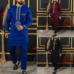 African Native Outfit Dashiki Male Pant Sets To Dress Luxury Designer Elegant Suits Clothes For Men New 2Pc Ethnic Abaya Costume