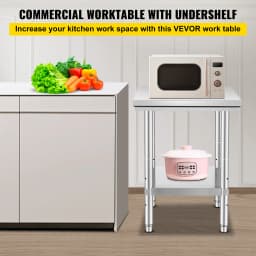SucceBuy Stainless Steel Kitchen Work Bench Commercial Catering Table Worktable with Undershelf for Restaurant Garage