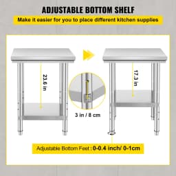 SucceBuy Stainless Steel Kitchen Work Bench Commercial Catering Table Worktable with Undershelf for Restaurant Garage