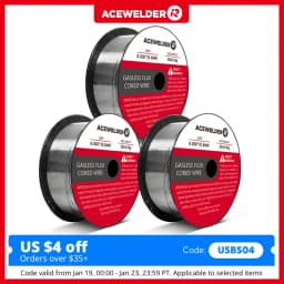 ACEWELDER Flux Core MlG Welding Wire 0.030/0.035 Inch Low Splatter Carbon Steel Gasless MlG Welding Wire 2-Pounds (3 Pack)