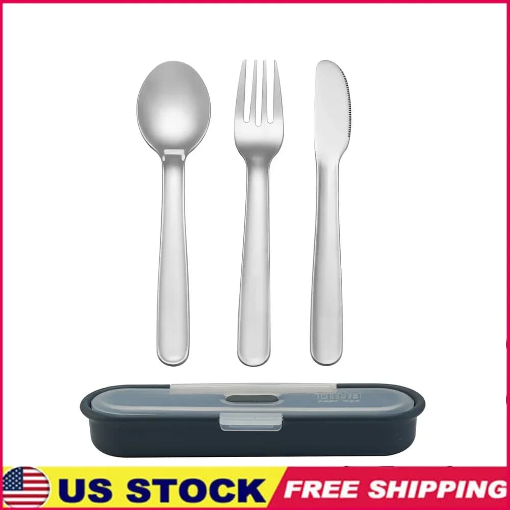 Gourmet 4 Piece Cutlery Set with Stainless Steel Utensils in Case in Gray