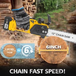 12 Inch 1200W Chainsaw Handheld Household Convenient Electric Cutting Tool with Two Batteries for Cutting Tree Branches and Wood