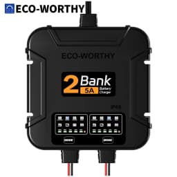 ECO-Worthy 2-Bank Marine Battery Charger 10A (5A/Bank), IP68 Waterproof 12V Charger & Maintainer for Boat RV Car