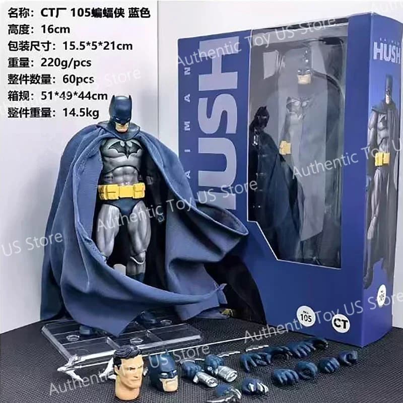 New CT Toys Blue Batman Hush Blue Mafex 105 Bat Man Black Version Dc Anime Action Figure Figurine Model Statue Gifts Toys