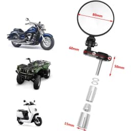 1Pair Universal 7/8 22mm Motorcycle Round Mirrors Handlebar Wing Foldable Mirrors Aluminum Black Handle Bar End Rearview Side M