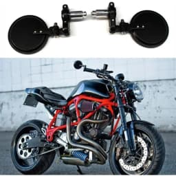 1Pair Universal 7/8 22mm Motorcycle Round Mirrors Handlebar Wing Foldable Mirrors Aluminum Black Handle Bar End Rearview Side M