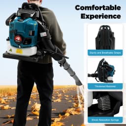 Backpack Leaf Blower 4-Stroke 75.6cc Adjustable Speed Gas Powered Portable Leaf Blower Cordless Petrol Back Blower for Yard Lawn