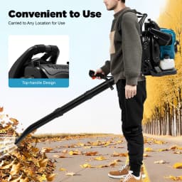 Backpack Leaf Blower 4-Stroke 75.6cc Adjustable Speed Gas Powered Portable Leaf Blower Cordless Petrol Back Blower for Yard Lawn