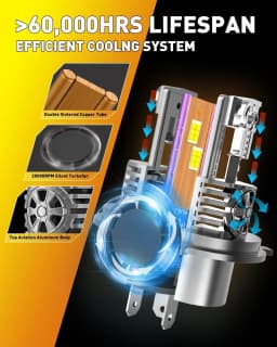 2PCS LED H4 9003 HB2 Bulbs Hi/Low Beam, 50000LM 6500K 1:1 Halogen Size Automotive Replacement H4 9003 HID Fog Lights