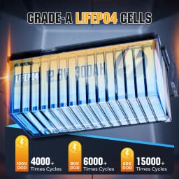 RVPOZWER LiFePO4 Battery 12V 300Ah 3840WH with Smart BMS 15000Cycles Portable Battery Pack for Home Energy RV Trolling Motor