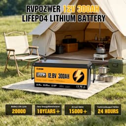 RVPOZWER LiFePO4 Battery 12V 300Ah 3840WH with Smart BMS 15000Cycles Portable Battery Pack for Home Energy RV Trolling Motor