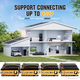 RVPOZWER LiFePO4 Battery 12V 300Ah 3840WH with Smart BMS 15000Cycles Portable Battery Pack for Home Energy RV Trolling Motor