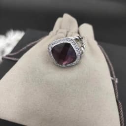 2025 Christmas New DY Jewelry Retro Ring Couple Trendy Fashion Spiral Design Colored Crystal Ring