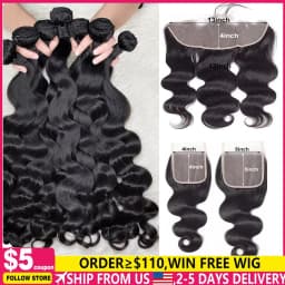 Peruvian Human Hair Bundles With Closure Body Wave Raw 3 4 Bundles With 4x4 5x5 HD Lace Closure Virgin Weave With 13x4 Frontal
