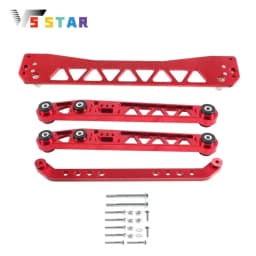 Durable Rear Lower Control Arms LCA with Rear Lower Tie Bar with Rear Subframe Brace Red Sliver For 1996-2000 Honda Civic EK