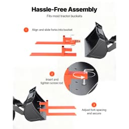 SucceBuy 2000 lbs Clamp on Pallet Forks 43in Total Length Quick Attach Tractor Fork Attachments for Loader Bucket Skid Steer