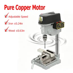 340W Mini Benchtop Drill Press, 3 Speed Adjustable, for Drilling Iron, Wood, Plastic, Shell, Crystal, Aluminum, Resin