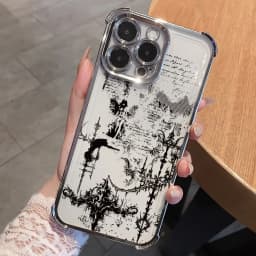 Phone Case - Gothic Grunge Art Phone Case, compatible with iPhone 17, 16E, 16, 15, 14, 13, 12, 11. It is a transparent soft back