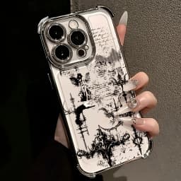 Phone Case - Gothic Grunge Art Phone Case, compatible with iPhone 17, 16E, 16, 15, 14, 13, 12, 11. It is a transparent soft back