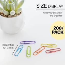 B No. 1 Regular Paper Clips for Stationary and Office Supplies Assorted Colors 33 mm 200 Per Pack