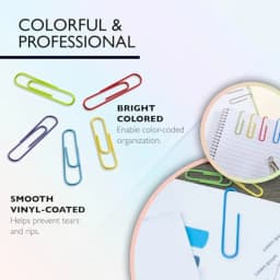 B No. 1 Regular Paper Clips for Stationary and Office Supplies Assorted Colors 33 mm 200 Per Pack
