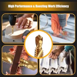 6 Pack Combination Drill and Tap Set Professional HSS Titanium Thread Tap Drill Bit Set in SAE 6-32nc 8-32nc 10-32nc 10-24nc 12